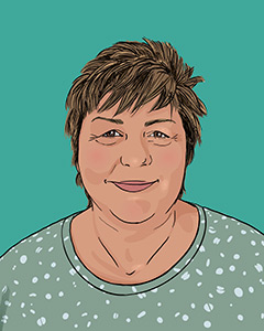 Illustration zeigt Mitarbeiterin Irene Noack
